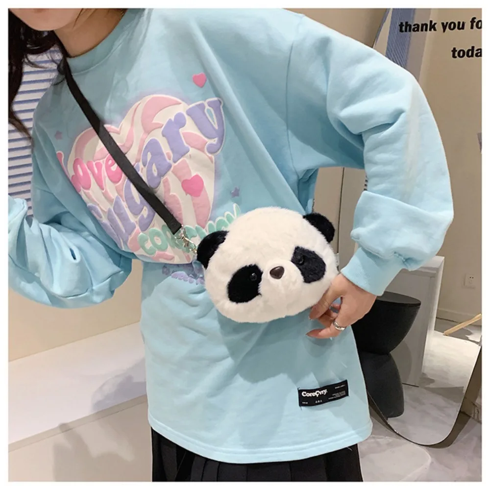 Stuffed Animals Toy Plush Crossbody Bag Casual Plush Cylindrical Coin Purse Panda Backpacks