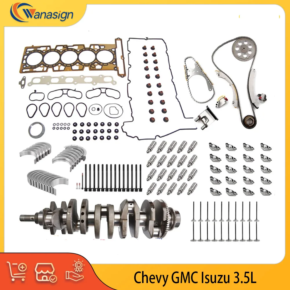 Engine Part Rebuild Overhaul Crankshaft Bearings Rocker Arm Timing Chain Kit Fit 3.5 L L5 Gas For 2004-2006 Chevy GMC Isuzu 3.5L