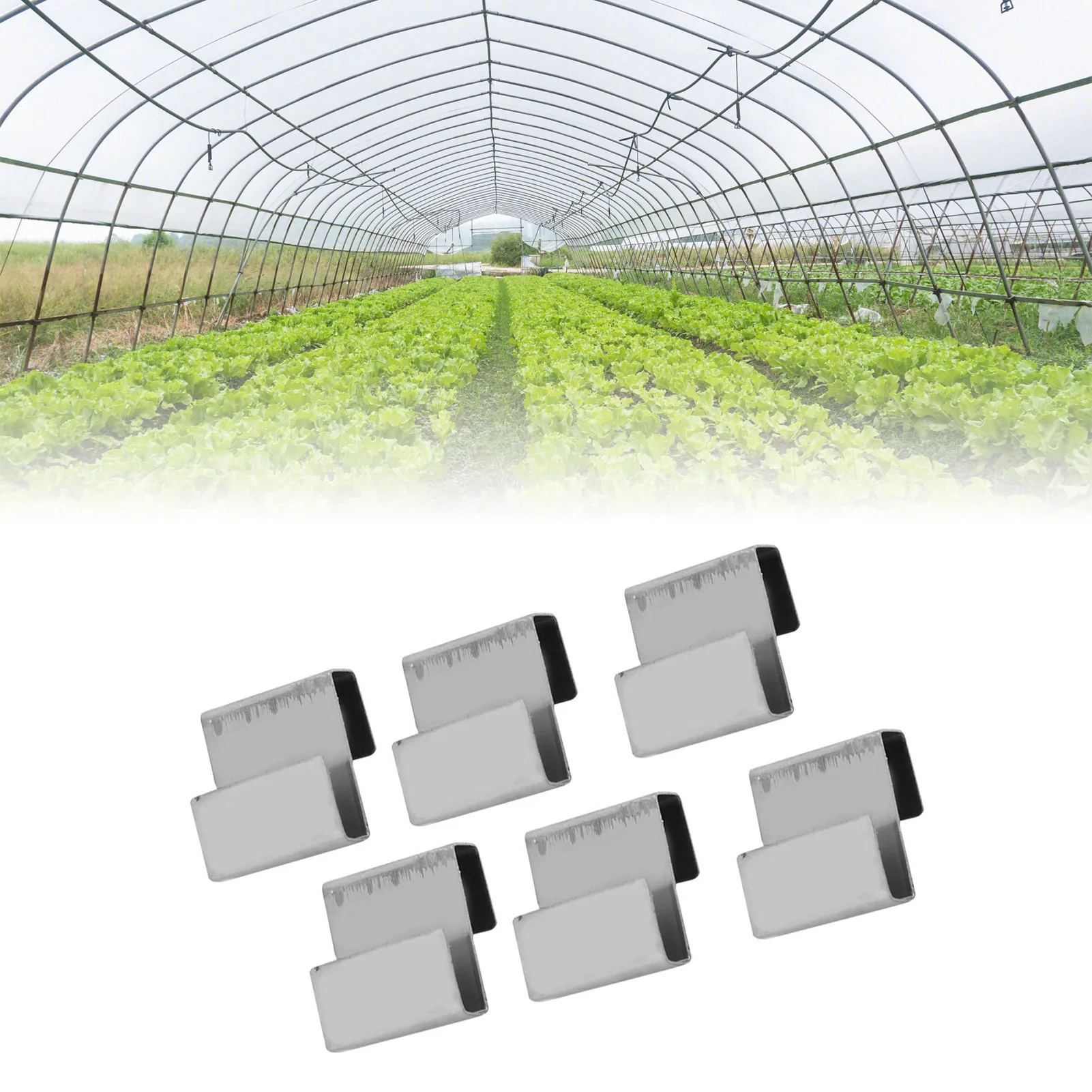 50pcs Stainless Steel Greenhouse Overlap S Clips Durable Glass Frame Fixing Clamp