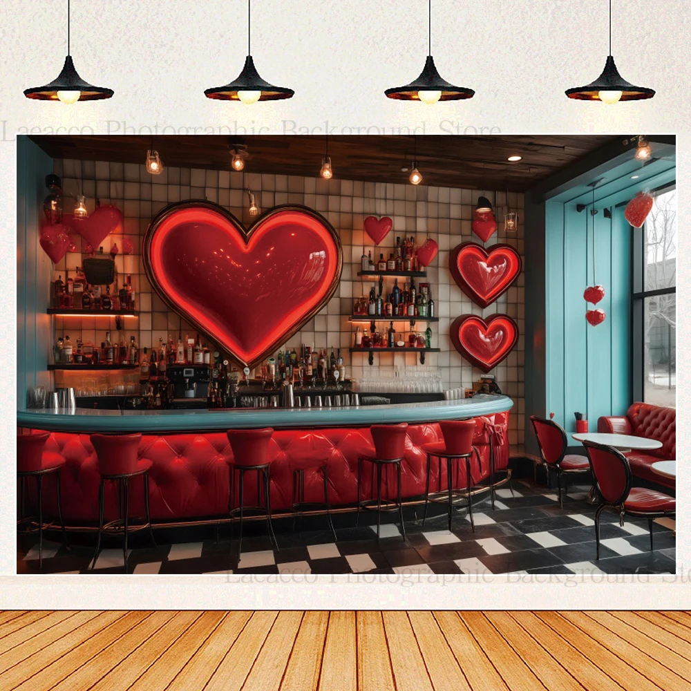 Sweetheart Soda Shop Valentine's Day Photography Backdrop Shop February 14 Party Family Couple Portrait Background Studio Props