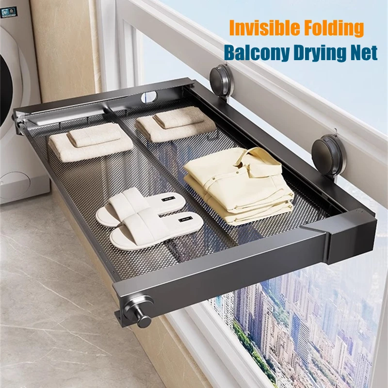 Balcony Drying Racks Foldable Multifunctional Stainless Steel Sock Drying Shelf Window Retractable Drying Clothes And Shoes Rack