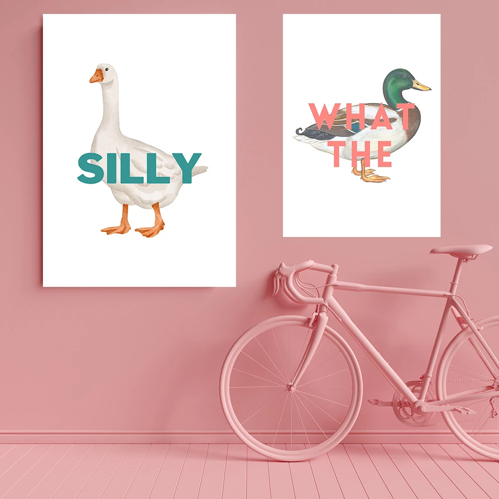 What The Duck Altered Art Silly Goose Gallery Wall Funny Prints and Canvas Posters Painting For Kitchen Room Housewarming Decor