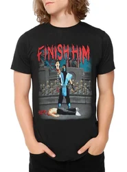 Camiseta masculina curta com decote em O Mortal Kombat Finish, camisa macia de conforto, venda quente