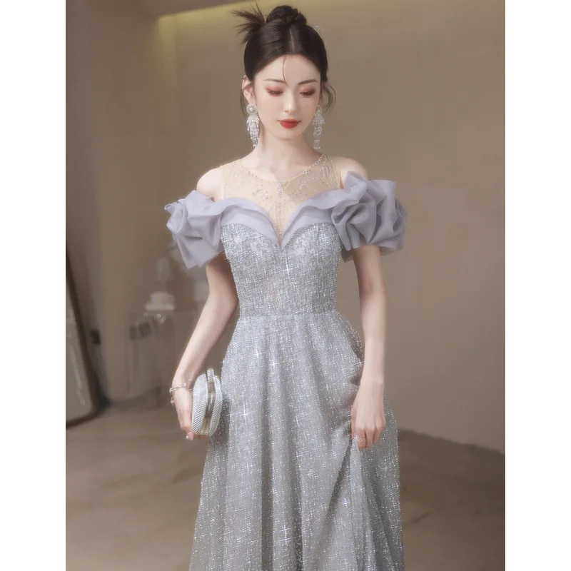 gown Gao Ding Evening for Women New Sense Birthday Adult Light Luxury Minority High-End Banquet Graduation Host Dress