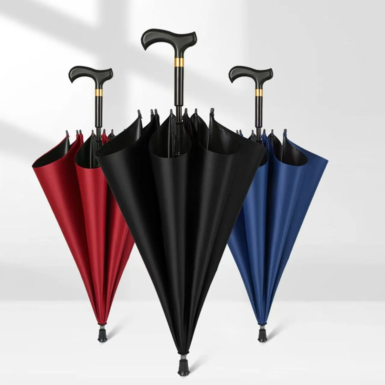 Sturdy Anti-Wind Walking Cane Umbrella Elderly Gift Advertising Logo Customizable Seniors Aid Mobility Wind Resistant Handicap