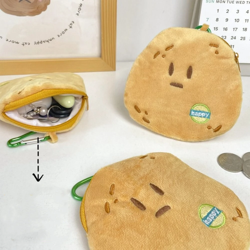 С металлической пряжкой, плюшевый кошелек с картофельной головой, мультяшный мини-кошелек с картофельной головой, милая портативная сумка для наушников с картофелем, подарок