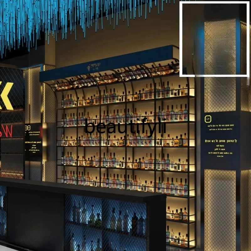 X Wine Rack Wall-Mounted Display Shelf Creative Qing Bar Counter Floor-Standing Wine Cabinet