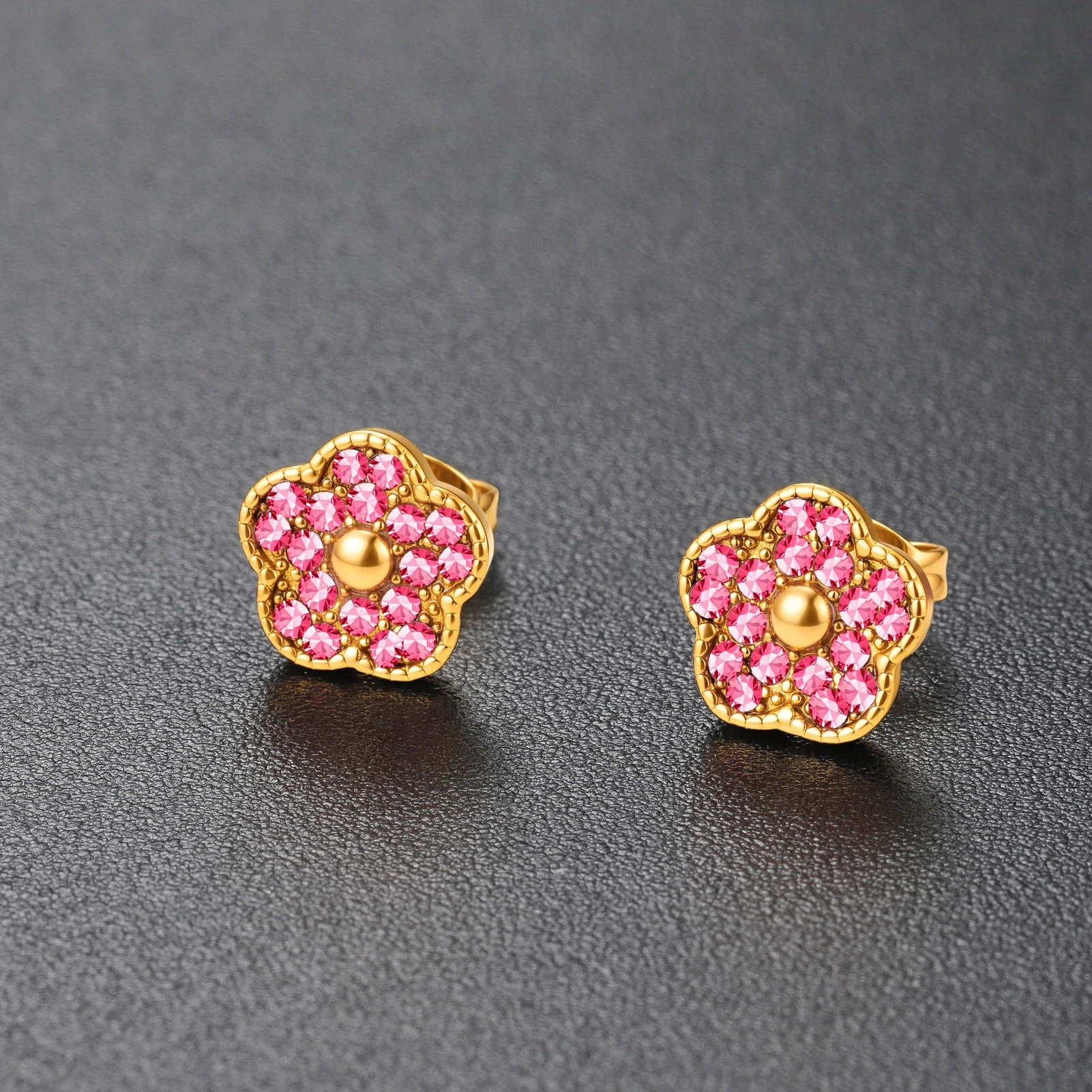 Eueavan 3D-Blumen-Strass-Ohrstecker, Blumen-Ohrringe, Edelstahl-Ohrringe für Damen, Geschenke, Jahrestag, Großhandel – Detail 5
