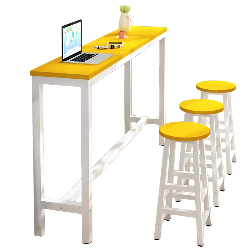 

ty-Modern Table Simple Against the Wall Commercial Narrow Long Table Milk Tea Shop Table and Chair Combination High bar Chair%