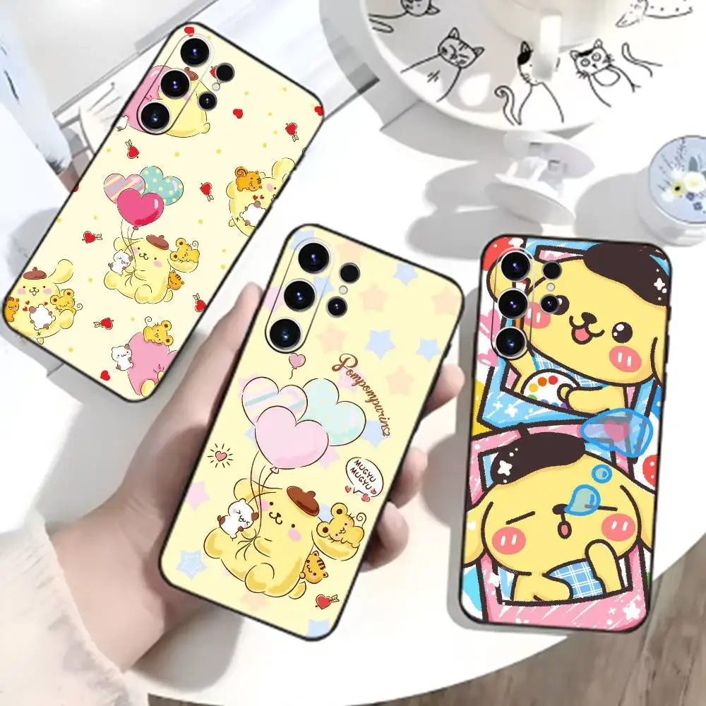 Cute Cartoon P-Pompompurin-n Phone Case For Samsung S26,S25,S24,S23,S22,S21,S20,Ultra,Plus,FE Black Soft Cover