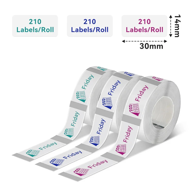 D30 Color On Claer Label Papers(14x30mm)Inkless Thermal Printing Compatible For D30 D35 Q30 Label Makers For Clothing Bar Codes