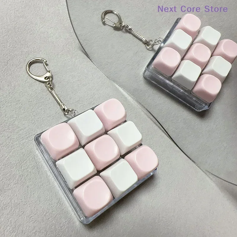 Antistress 9 Keys Keyboard Button Fingertip Key Cap Pendant Keyboard Fidget Keychain Stress Relief Toys For Children Adults Gift