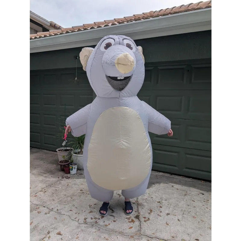 زي فأر قابل للنفخ للبالغين، بدلة فأر قابلة للنفخ، فستان مضحك لحفلات الهالوين، زي أداء حفلات العطلات