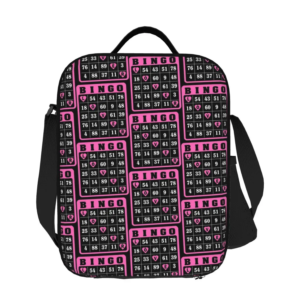 

Custom Bingo Lover Bingo Time Love Bingo Classic Pink Lunch Bag Men Women Cooler Thermal Insulated Lunch Boxes Children School