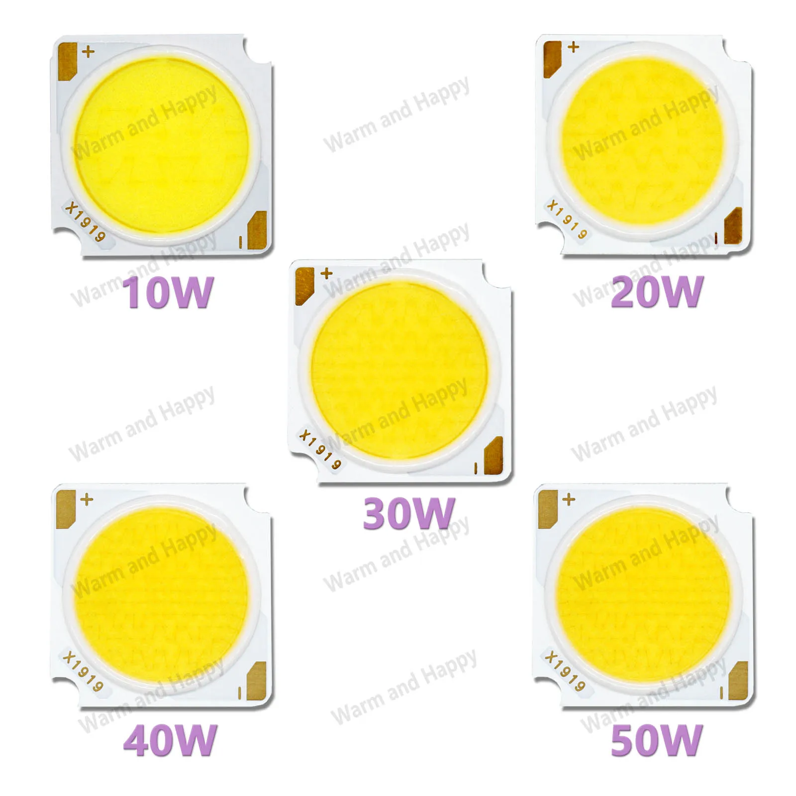 1pcs 10W 20W 30W 40W 50W Bridgelux Chip CRI=90 LED COB Light-Emitting Diode 19*19mm LED DIY LED Track Light Source Accessories