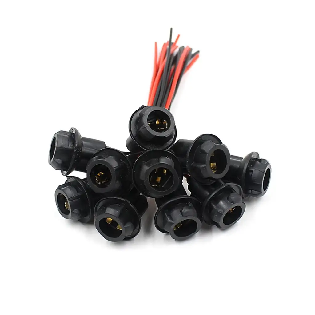 10 Pieces T10 5050 W5W Bulb Socket Holder Connector Pre-wired Adapter