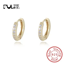 wholesale Simple trendy jewelry S925 Sterling silver 14k 18k gold plated vermeil hoop Huggies earrings for women girls