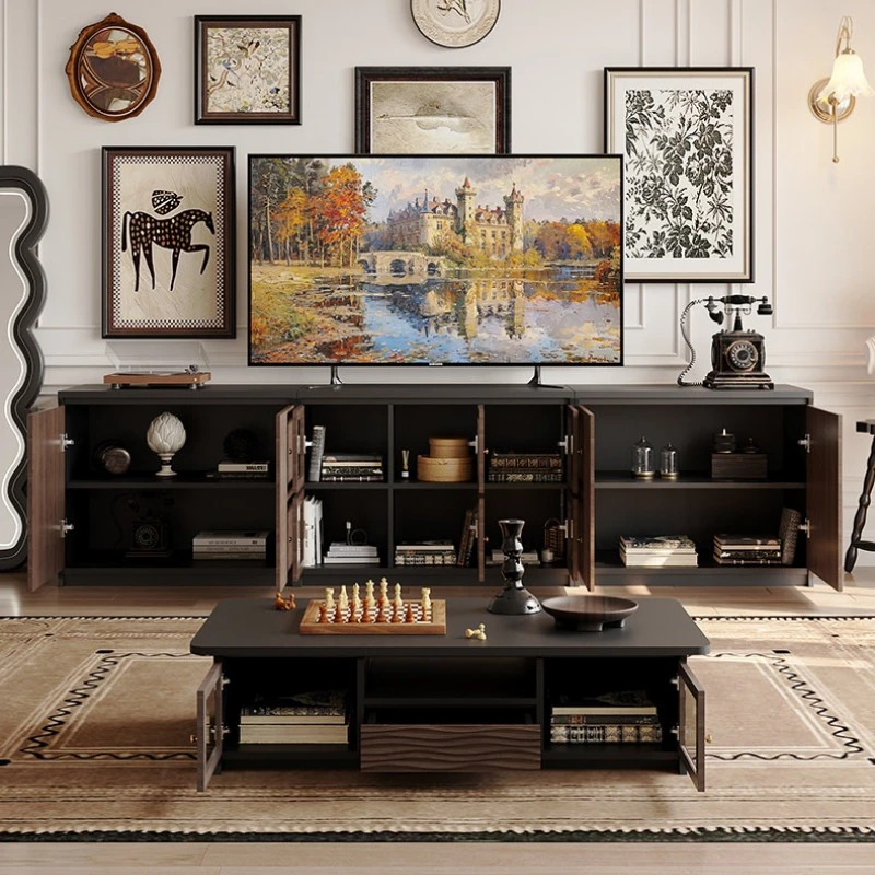 high-end Mid-century TV cabinet multifunctional retro large capacity TV stand light luxury soportes para televisión furniture
