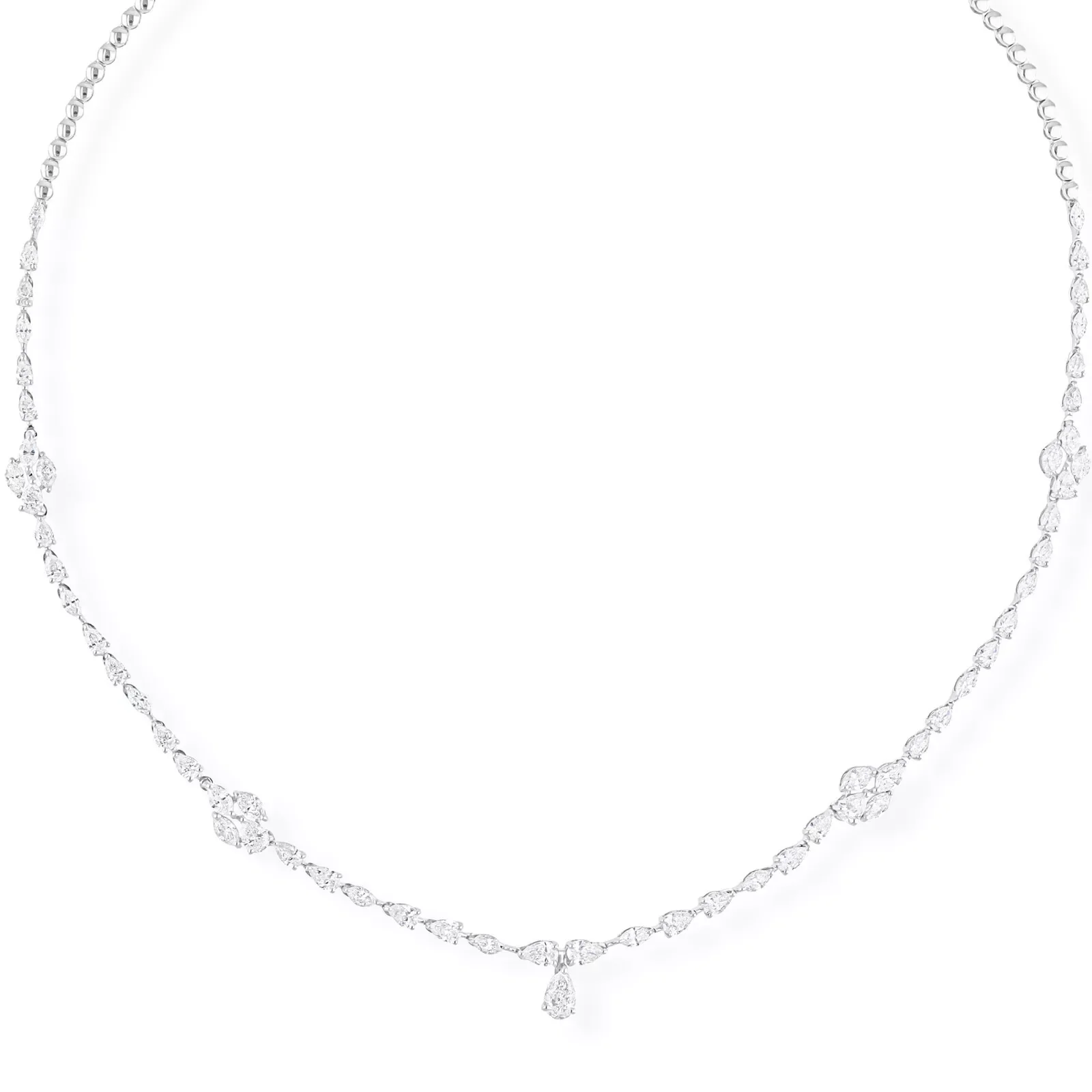 5.58 CTW Lab Grown Diamond DEF VS-VVS CVD HPHT Pear Marquise Diamond Necklace Solid 14k White Gold 16inch Necklace For Women