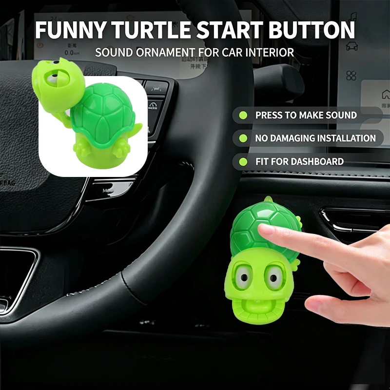 Car Start Stop Button Cover Screaming Turtle Automotive Interior Accessory Decoration Prank Press Shout Universal Car Funny Gift