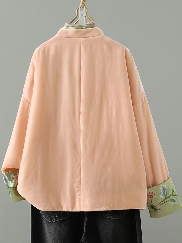 معطف نسائي صيني مخملي وردي شتوي مبطن بالقطن سترة فضفاضة تناسب طويلة Sve ملابس قطنية مناسبة للتنقل