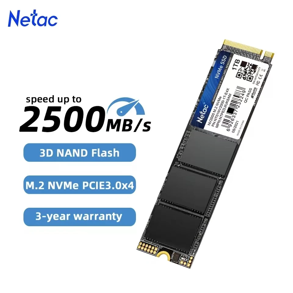 Netac M2 SSD NVMe 1TB 512gb PCIE3.0 m.2 2280 Internal nvme1.4 Solid State Drive Hard Disk HD for Laptop Desktop NV2000