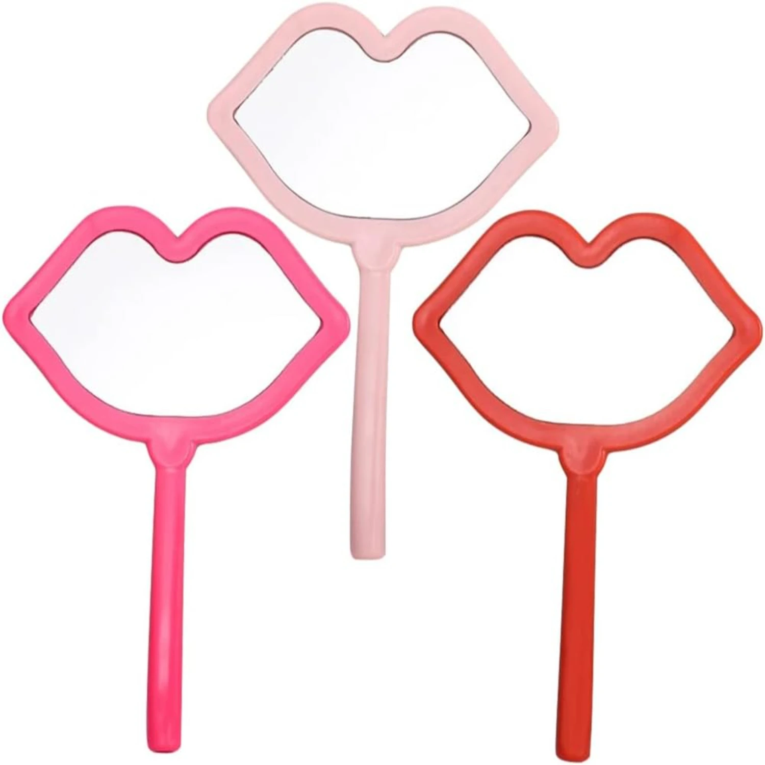

3Pcs Hand with Handle Lip Shape for Makeup Portable Cosmetic Small Mirrors Vintage Camping Travel Makeup for Women Girls