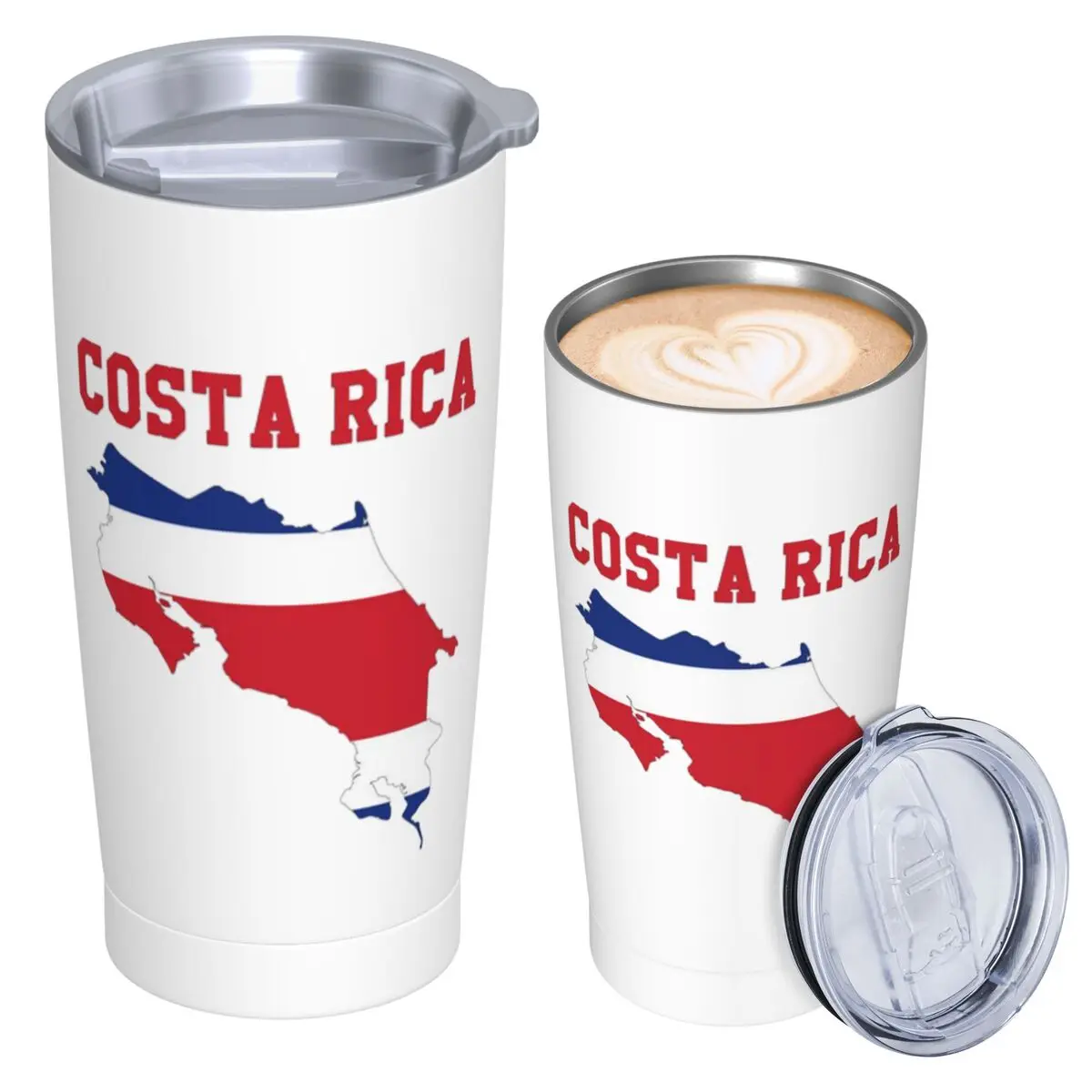 Costa Rica Flag Graphic Stainless Steel Tumbler Vacuum Insulated Mugs Thermal Cold Cup Straws With Lid 20oz