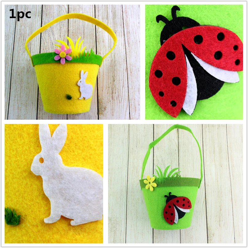 

Easter Eggs Basket Adorable Portable Easter Bag for Egg Hunts Easter Favors Gifts Candies Treats Goodies (Ladybird)
