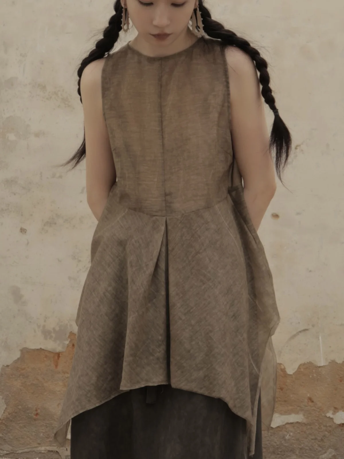 

Шелковый приталенный жилет InchLim, длинный, прозрачный, летний, оригинальный дизайн, женская свободная модная верхняя одежда