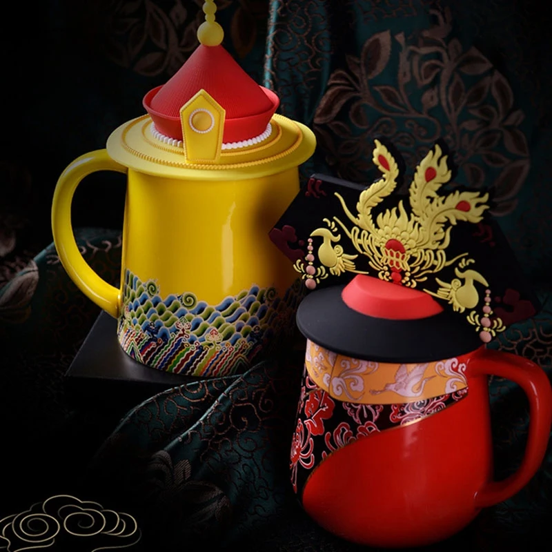 Dragon And Phoenix Cup Couple Cup Ceramic Cup Color Enamel Porcelain Cup Coffee Tea Set Gift Wedding Gift