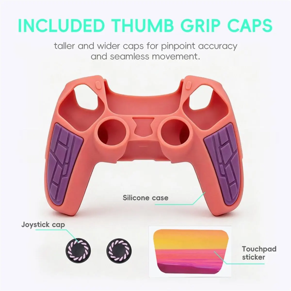 update. Silicone Case for PS5 DualSense Controller with Thumb Grip Caps Kit Soft Protective Case Cover Special Edition Series