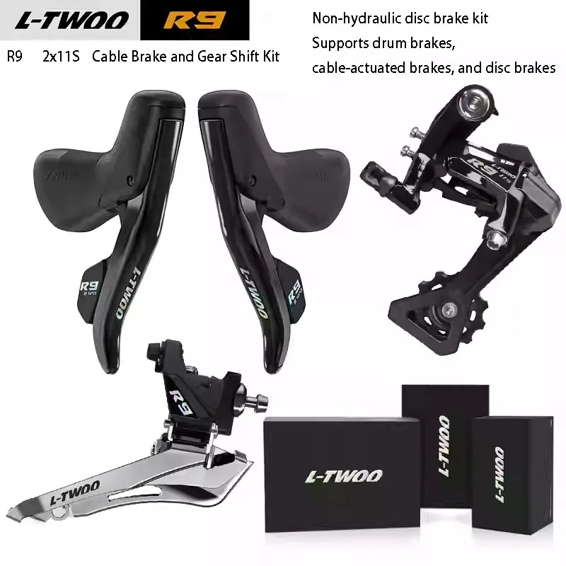 L-TWOO R9 2x11S Cable Pull Brake Kit Drum Brake Cable Pull Disc Brake Manual Transmission Kit