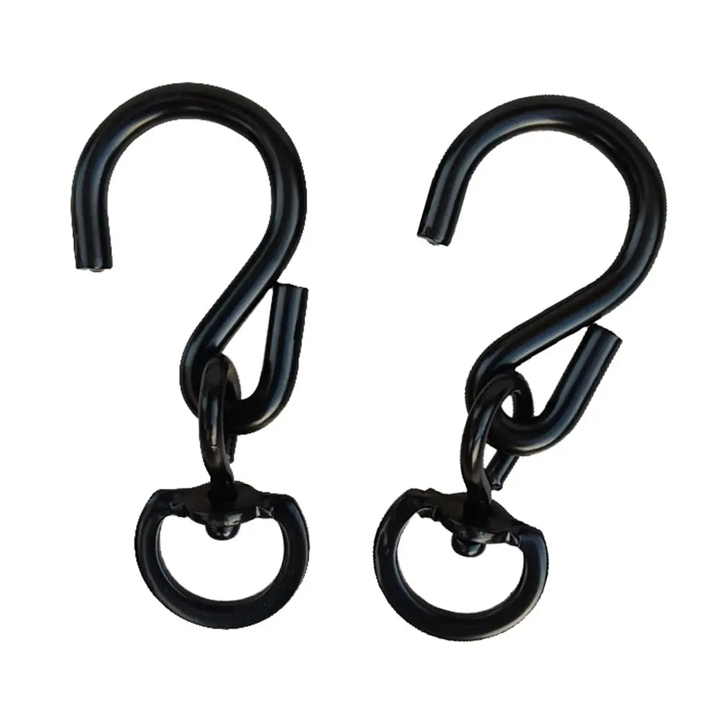 Pack of 2 Smooth Hanging Basket Hooks Swivel Hook for Hanging Plants Chimes Bird Feeder, Black