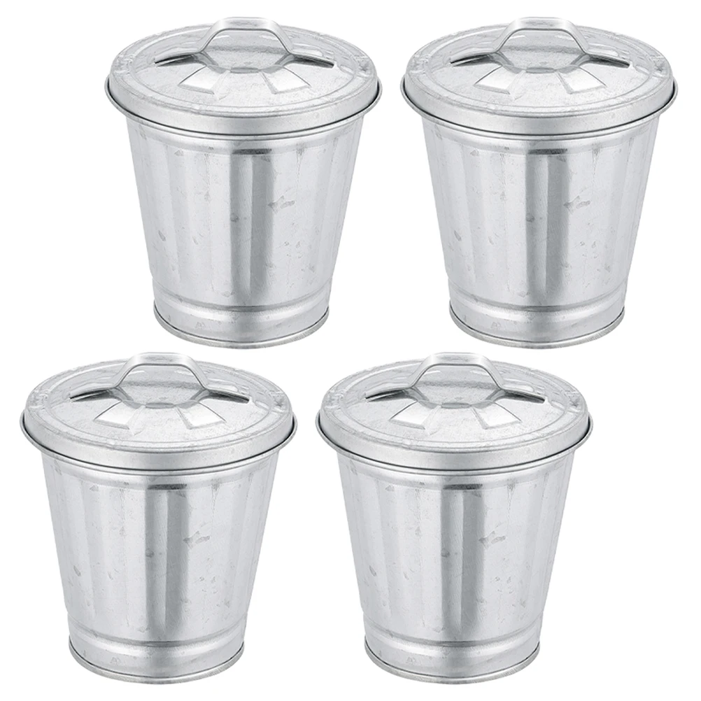 

4pcs Trash Mini Trash Can Desktop Storage Jar Kitchen Living Room Bedroom Bathroom Garbage Can Waste Bin Planter