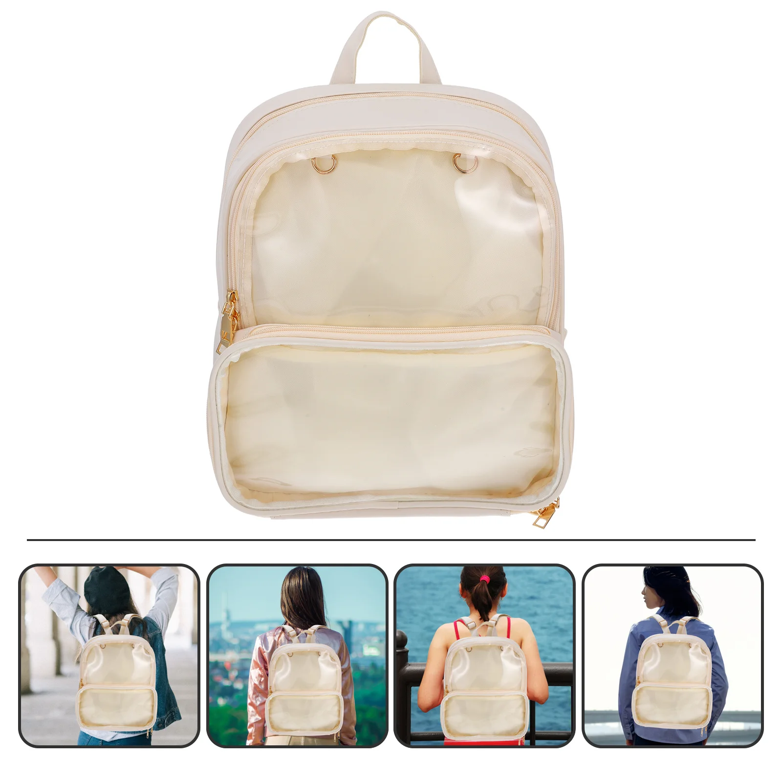 

1Pcs Fashion Backpack Jelly Transparent Waterproof Zipper Travel Makeup Organizer School Bag Casual Stylish Teen Girls Boys