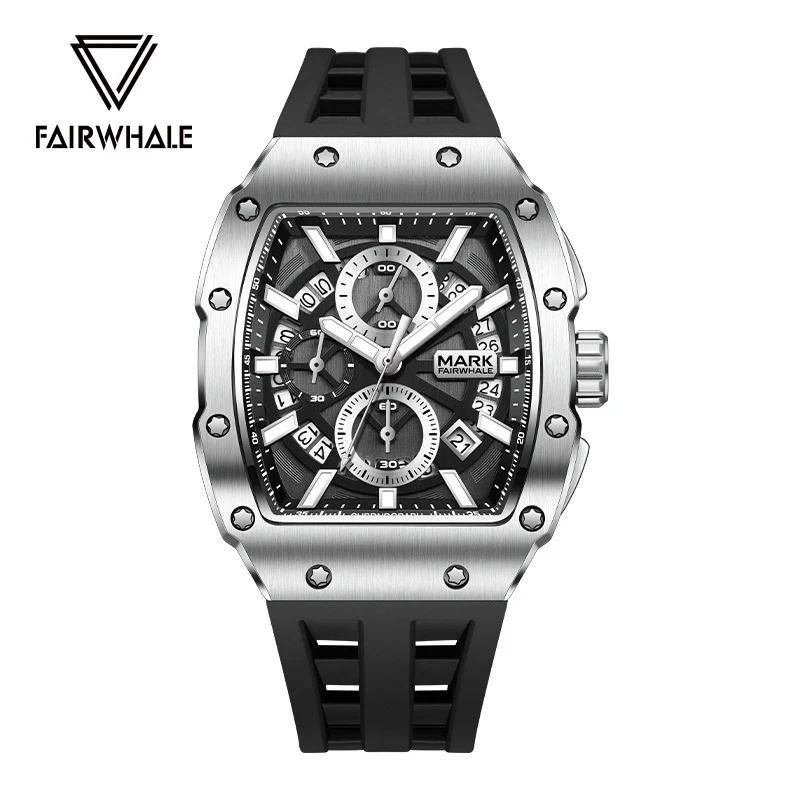 

Mark Fairwhale кварцевые часы мужские водонепроницаемые силиконовые ремешки дата топ молодежные спортивные многофункциональные часы с хронографом для мужчин