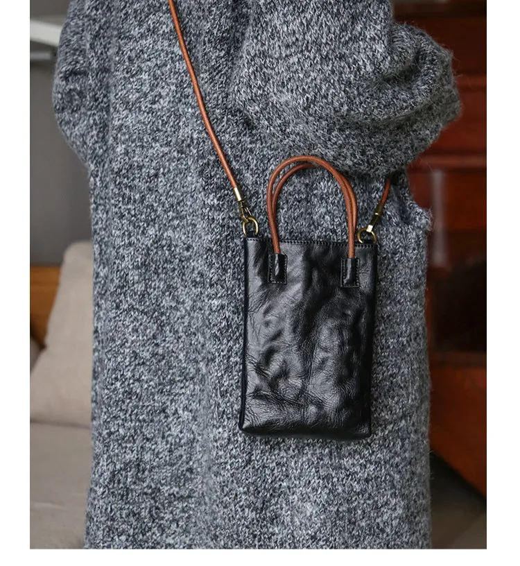 PNDME schlichte, modische Damen-Handtasche aus erstklassigem Rindsleder, handgefertigte Echtleder-Umhängetasche für das Wochenende. – Detail 14