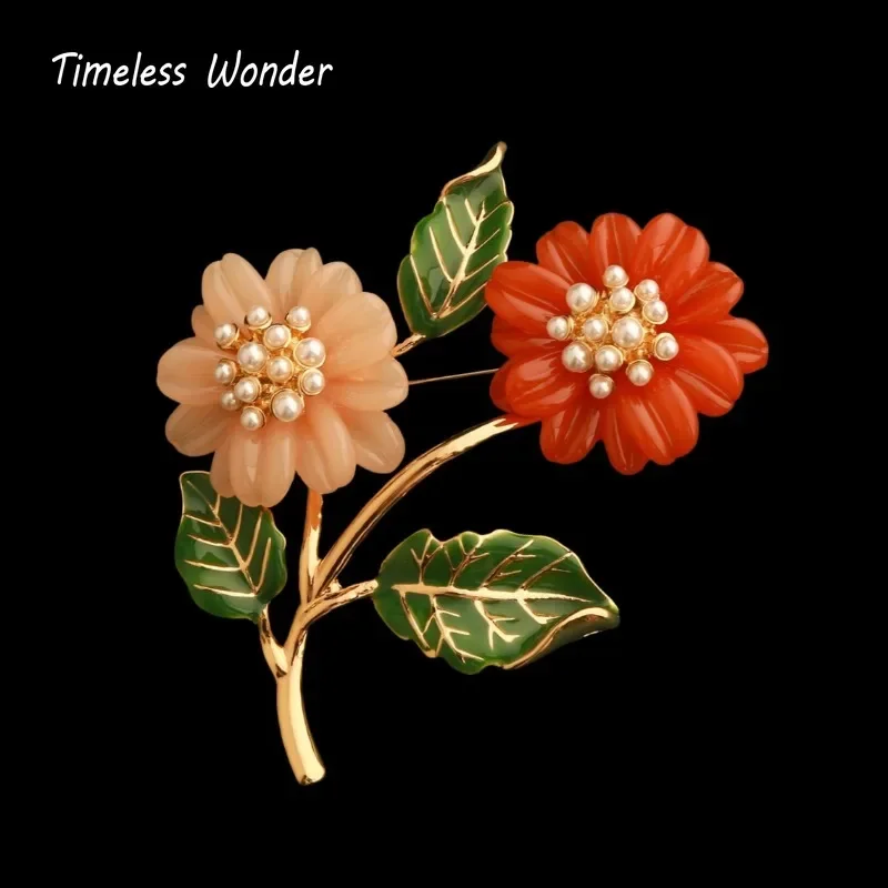 

Timeless Wonder Retro Zircon Enamel Floral Brooch Pins for Women Designer Jewelry Runway Top Trendy Cute Rare Sweet Mix 7522