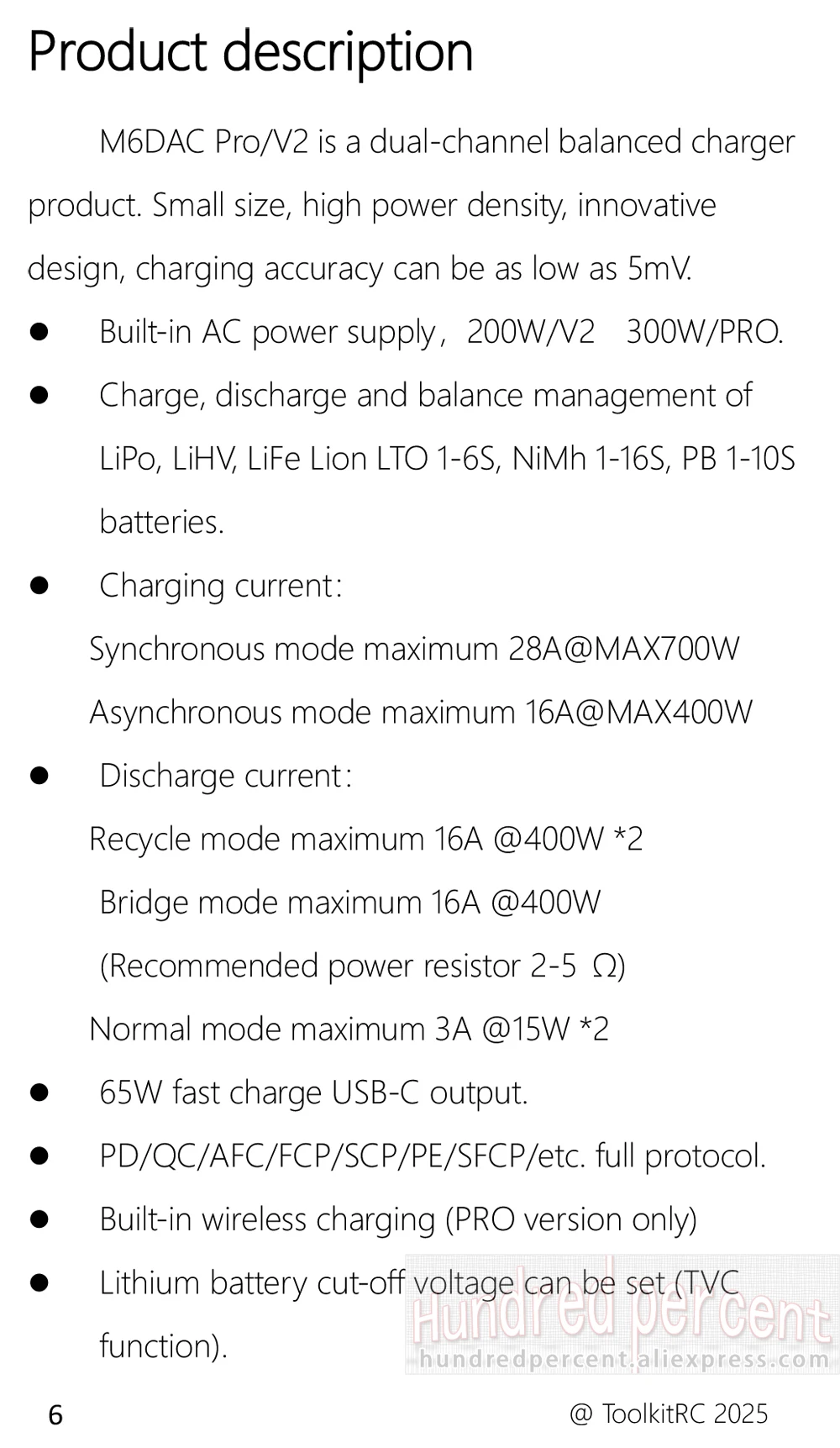 ToolkitRC M6DAC V2/PRO Ladegerät Intelligente Ausgleichsspannung AC300W 200W DC800W Lithium-Batterie 1-6S FPV Spielzeugmodell Auto Zubehör – Detail 27