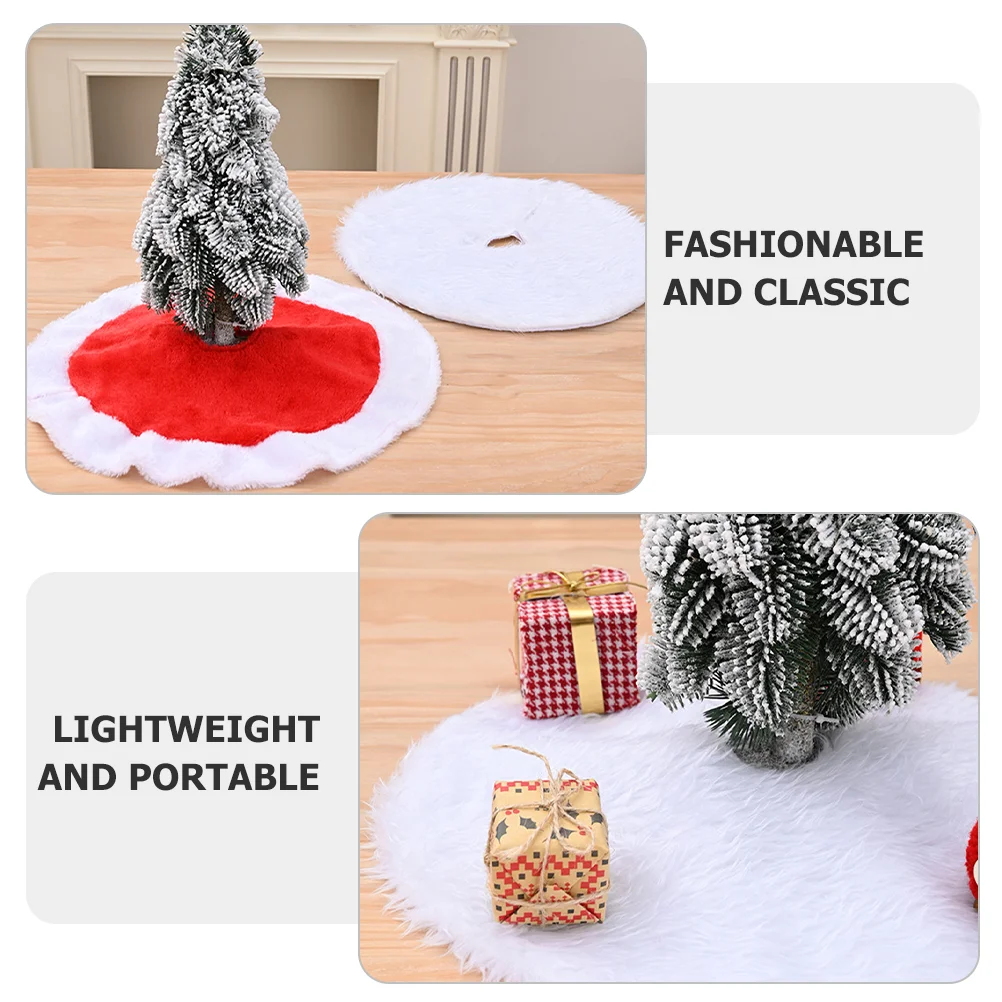 Mini Christmas Tree Decor Farmhouse Skirt Area Rugs Dining Table Xmas Fabric Chic Decorations Round