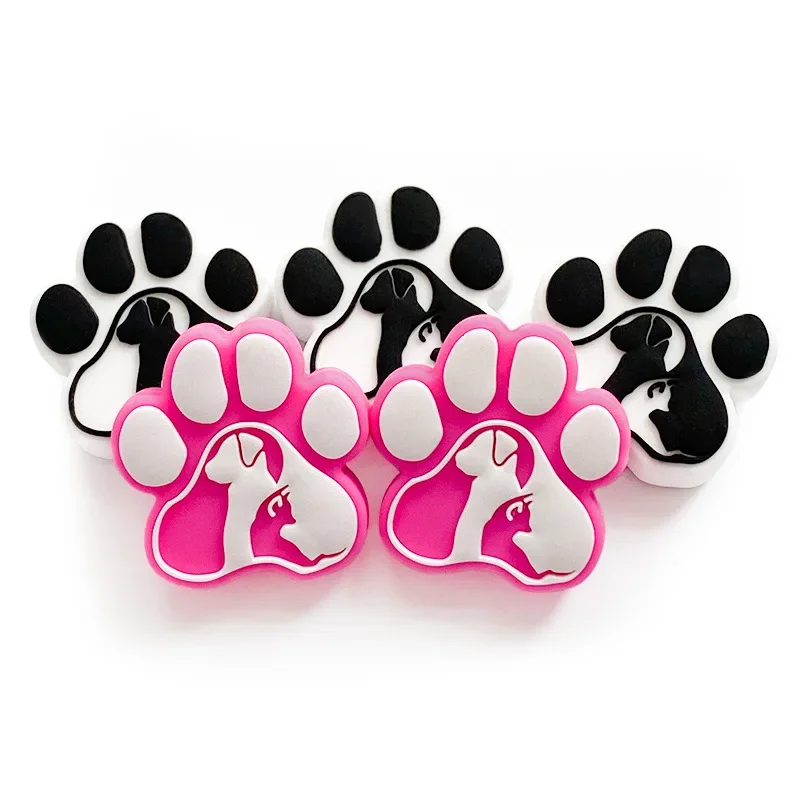 10pcs New Dog Paw Focal Silicone Beads BPA Free Baby Teething Food Grade Chewable DIY Pacifier Chain Jewelry for Bracelet Making