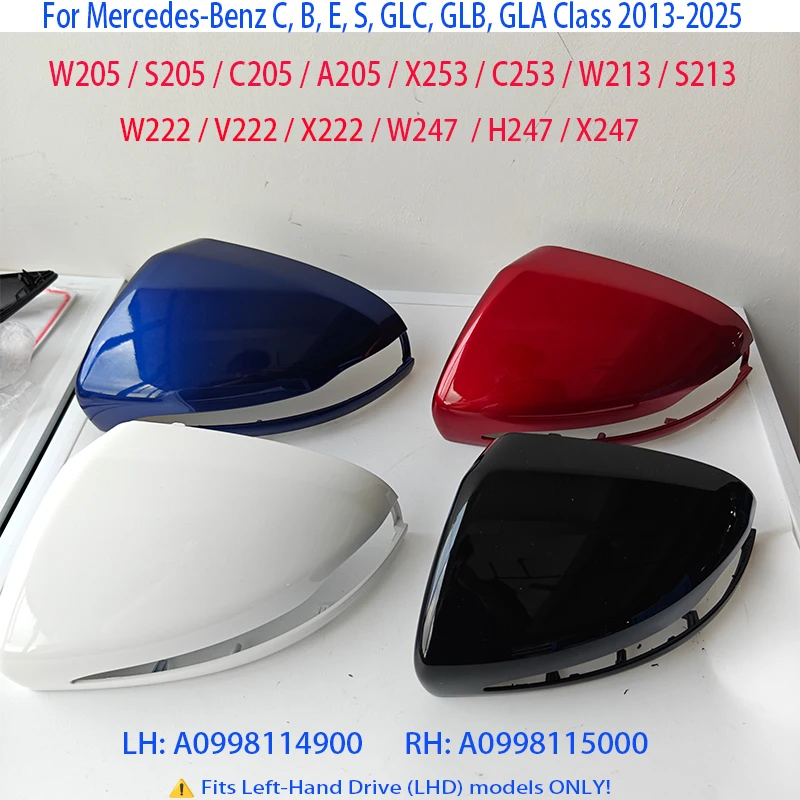 Side Mirror Cover Caps for Mercedes-Benz C B E S GLC GLB GLA  W205 X253 W213 C238 W222 W247 X247 A0998114900 / A0998115000