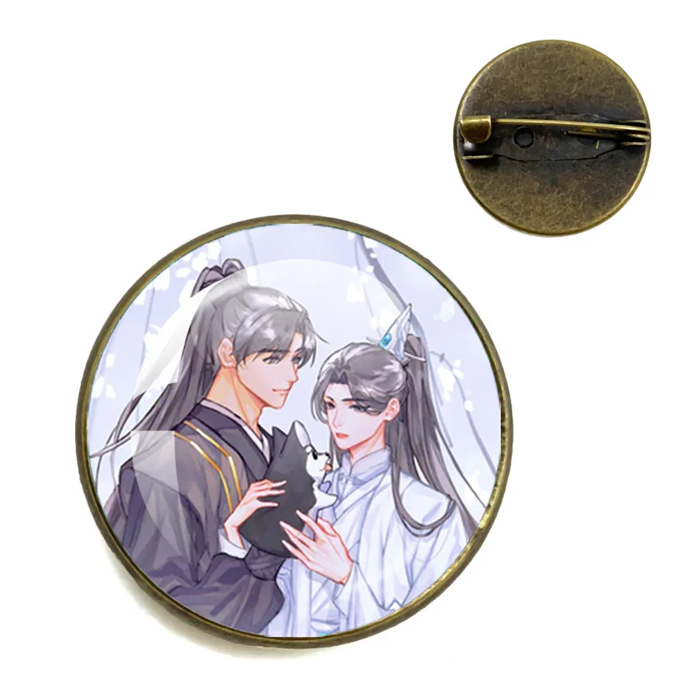 The Husky And His White Cat Shizun ErHa Mo Ran Chu WanNing Anime Cosplay Badge Glass Dome Brooch Accessories Cartoon For Fans