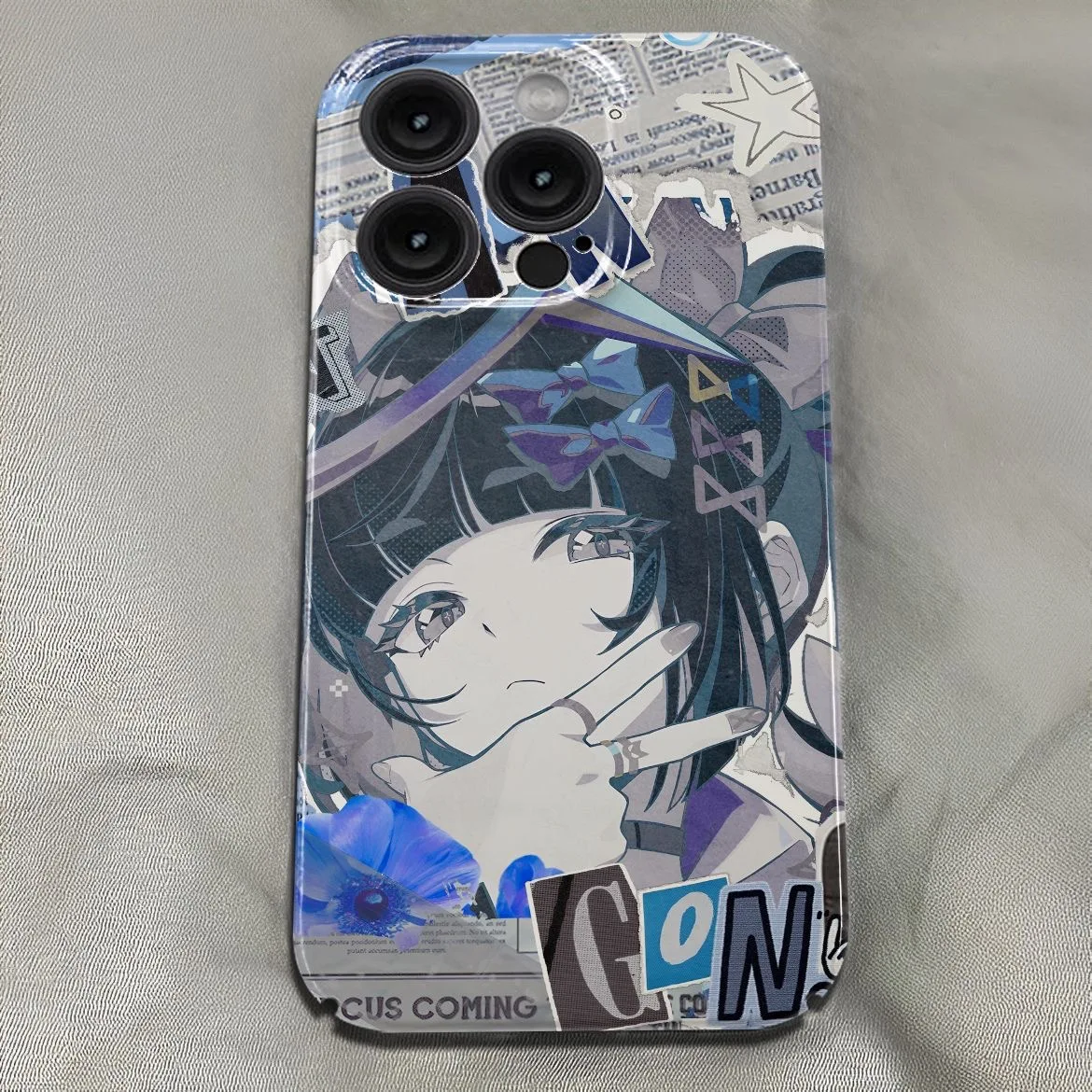 ins Retro Newspaper Anime Girl Hard Case iphone17 Air 16 15 14 13 12 11 Pro Max X XR XS 7 8 Plus ultra-thin Shockproof Coque