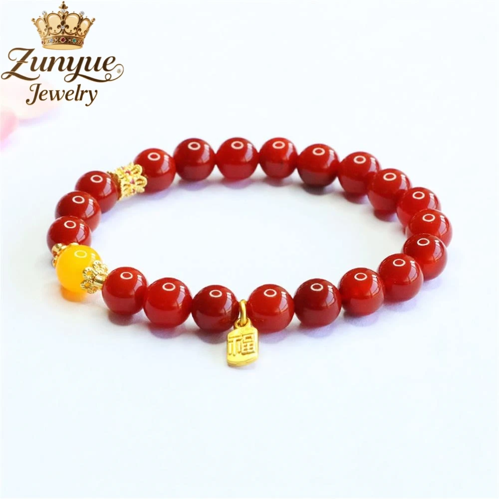 

Natural Red Agate And Yellow Chalcedony Bracelet Exquisite Elegant Popular Charms Luxury Quality Fashion Fine Jewelry Young Gift