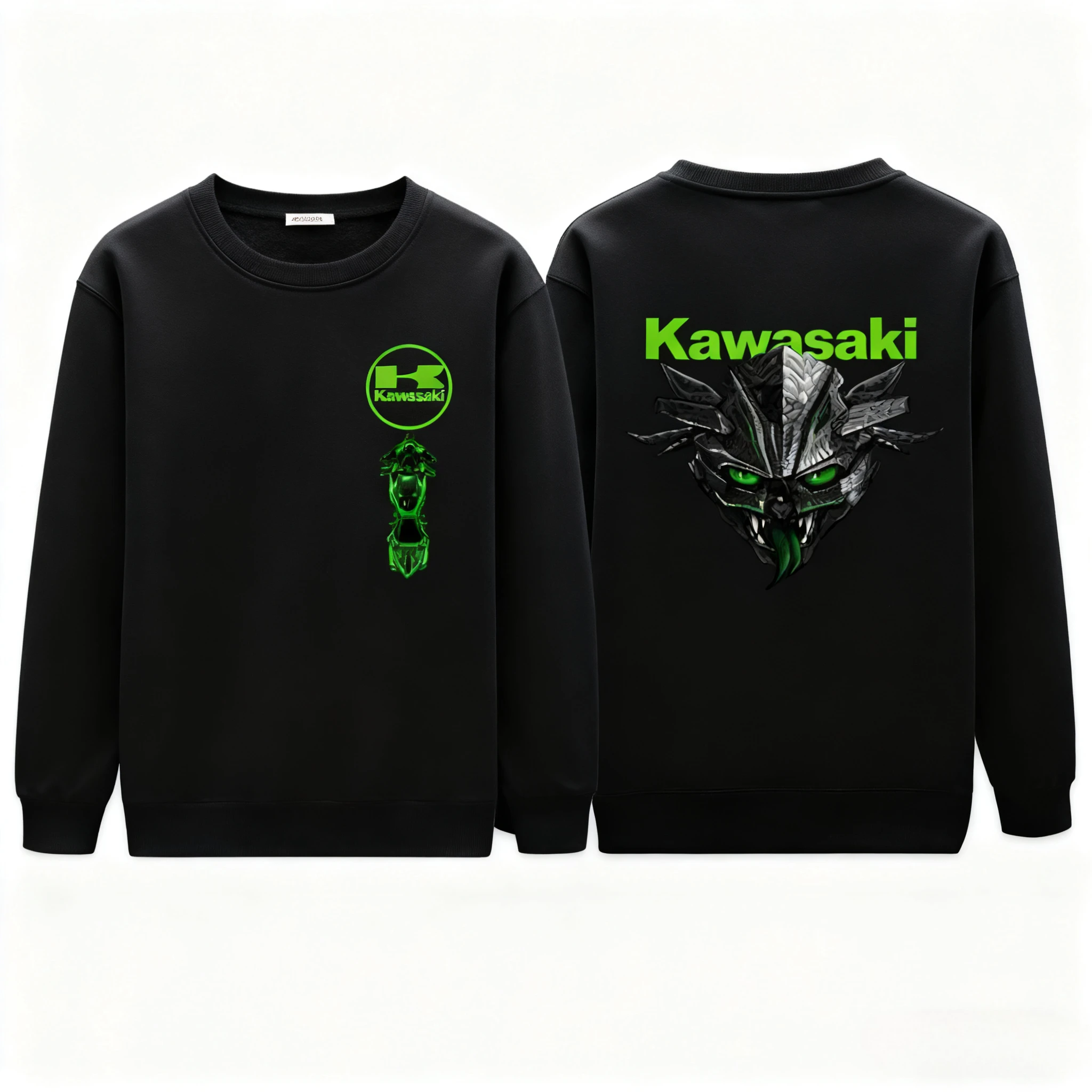

New trendy Kawasaki Heavy motorcycle enthusiast printed round-neck sweatshirt for men and women in autumn/Winter 2025