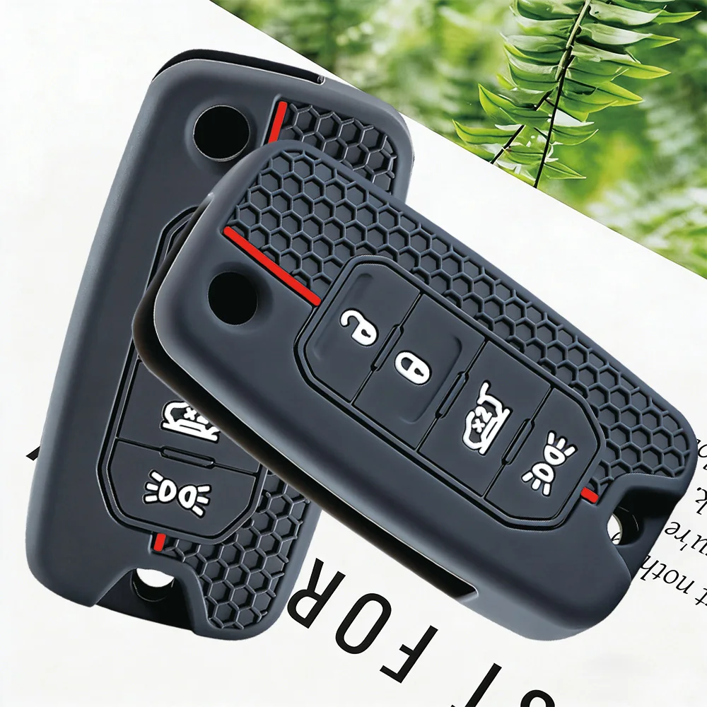 Premium Soft Silicone Car Key Case for Jeep Cherokee Compass Renegade Grand Commander for Dodge Journey Challenger Jcuv Charger