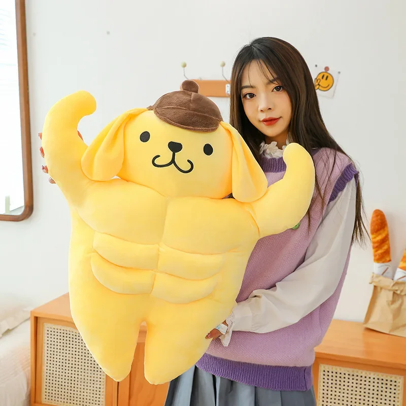 40/60/80cm Sanrio Kawaii Pompompurin Muscle Stuffed Plush Toys Big Size Lovely Soft Pillow Gift Kids Pom Pom Purin Plushie Dolls