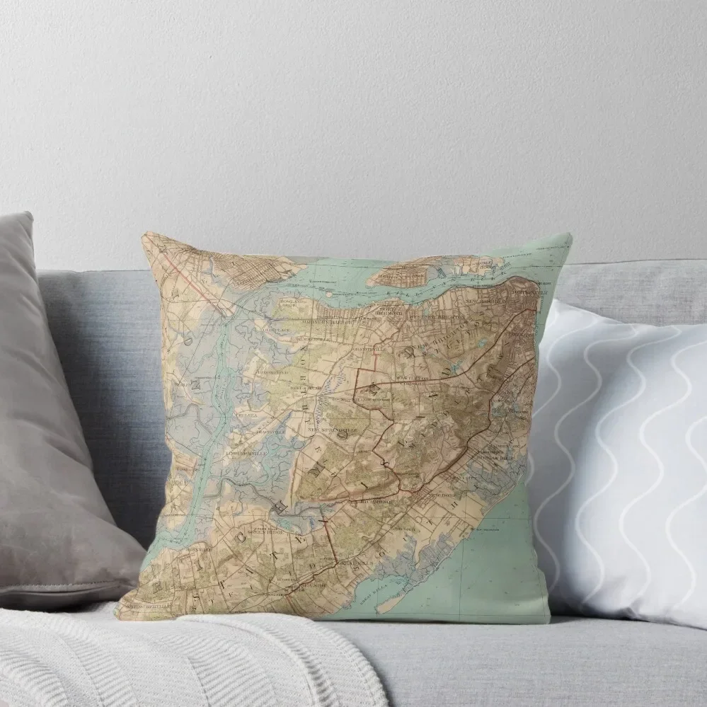 Vintage Map of Staten Island (1891) Throw Pillow Sofa Cushions Covers Cushions Cover pillow